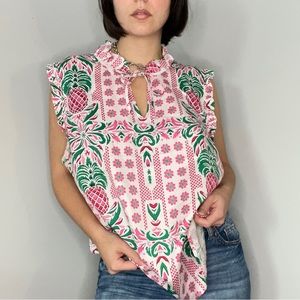 Tropical print sleeveless top